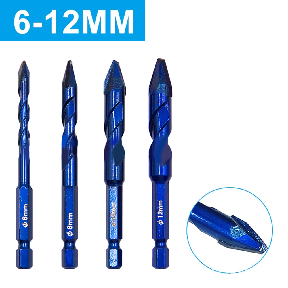 1pc 6/8/10/12mm Drill Bits Carbide Drilling For Wall Glass Wood Metal Tiles Multifunctional Hand Electric Drill Hexagonal Handle