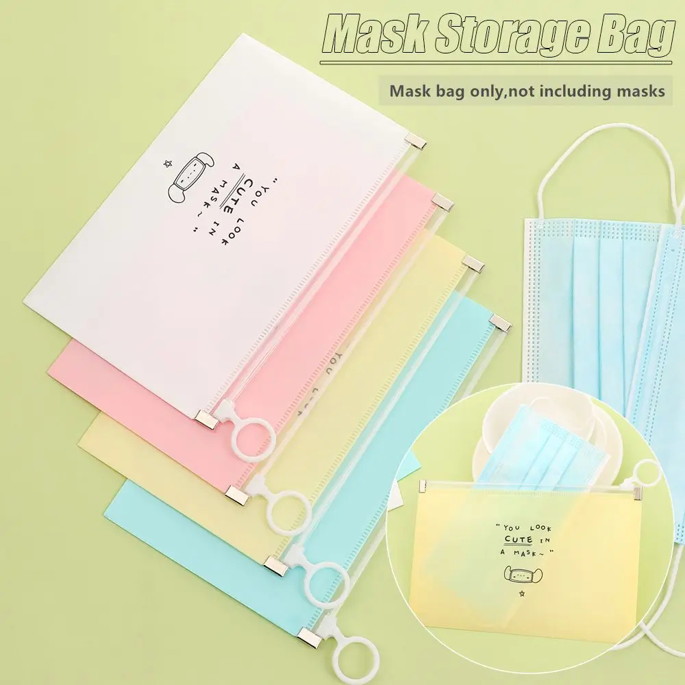 4Pcs Portable Waterproof Cartoon Face Cover Organizer Storage Bag with Zipper 