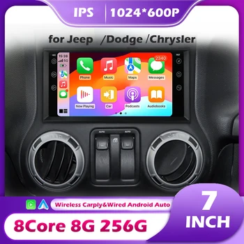 Radio para Auto Android 16 para Jeep Cherokee, Compass, Commander, Wrangler, 300C, Dodge Caliber, Liberty 2009-2011, Carplay, 4G, 7'', Sin 2 Din 1