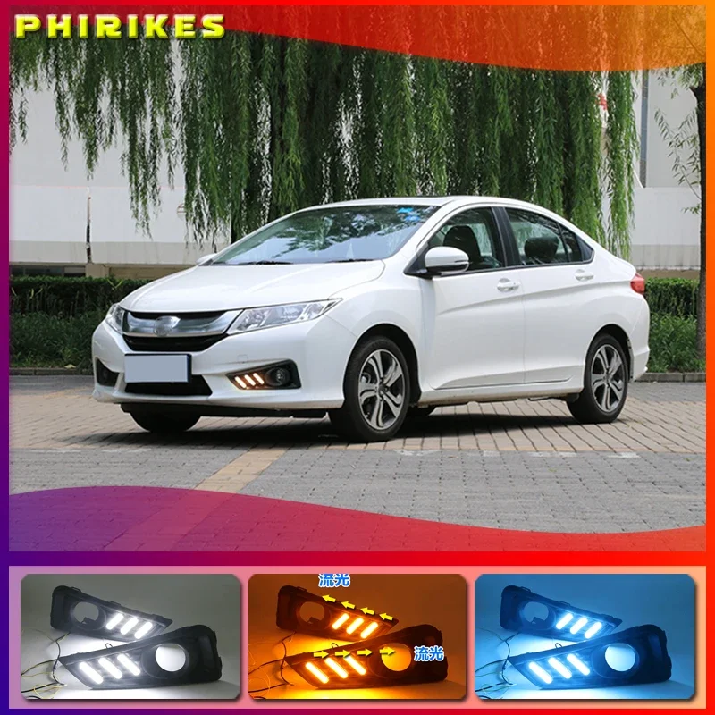

1 комплект для Honda City 2015 2016 DRL Дневной светильник LED DRL с поворотник противотуманных фар Реле Дневной светильник Тюнинг автомобилей