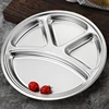 Stainless Steel Tray Divided Flat Compartment Food Trays Circular Dinner Trays Food Portion Plates With Divider Plate Dinnerware 4