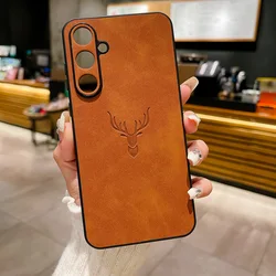 Luxury Leather Matte Shockproof Phone Case - Full Coverage Bumper Shell for Galaxy F12 (Light Brown)