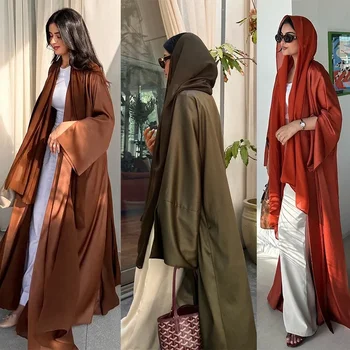Eid Djellaba Kimono Open Abayas for Women Dubai Kaftan Muslim Dress Turkey Robe Kebaya Caftan Marocain Femme Musulmane Jalabiya