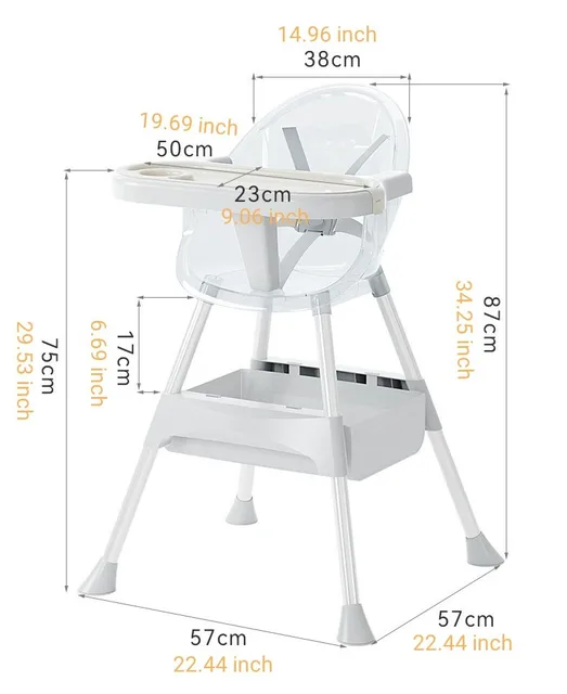 Baby Chair Silla De Comer Para with Footrest, Detachable Double Tray, Easy to Clean Feeding , high quality free quickly delivery 6