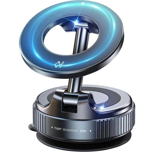 Upgraded 360° Vacuum Magnetic Phone Holder, Magnetic Car Phone Mount, Hands-Free Suction Cup Phone Holder for Car/Gym/Mirror