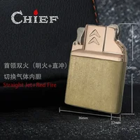 Chief Double Fire Switch Butane Lighter Brass Windproof Movement Gas Inflate Inner Insert Conventional ZP Replace Accessories 2