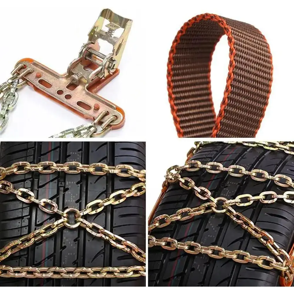 Snow Chains Car Tire Snow Chain for Winter 6 PCS Manganese Steel Auto Anti-Skid Chains Ice Mud Tires Chain Adjustable Auto Wheel