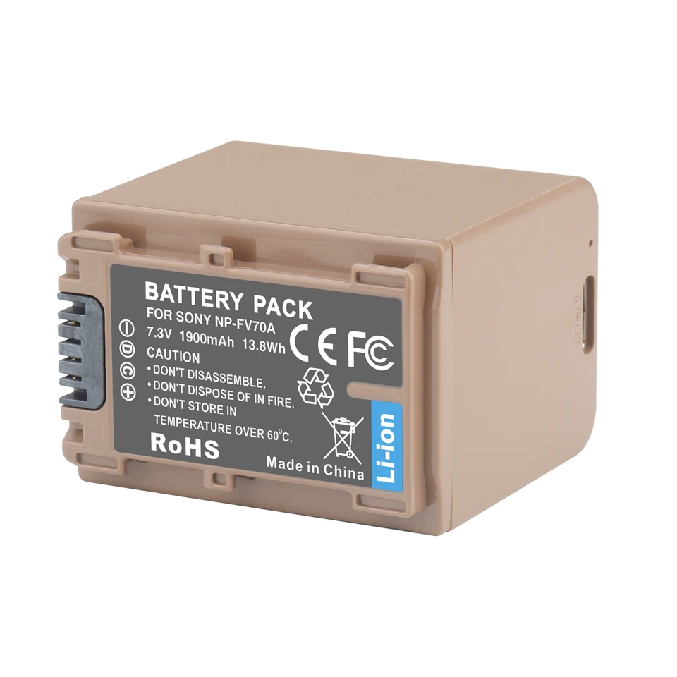 牡丹シリーズ用交換用バッテリー,1900mah,NP-FV70A, NP-FV50, NP-FV50A