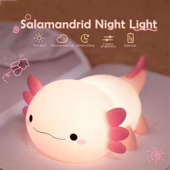 Axolotl-Veilleuse en Silicone pour Bébé et Enfant, Lampe de Table Rechargeable par USB, Commande Tactile 1