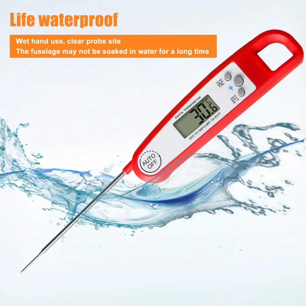 Meat Thermometer With LCD Display Foldable Probe Waterproof Instant Read  Cooking Fast Precise Digital Food Thermometer