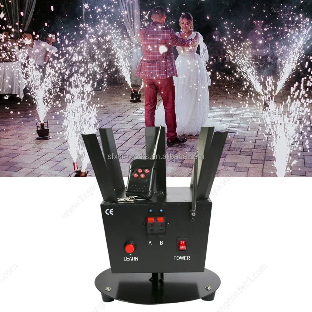 Ignition Remote Control Stage Pyrotechnic Cold Pyro Fountain Rotating Machine Cold Spark Spinning Wedding First Dance Marriage remote control pyrotechnic machine