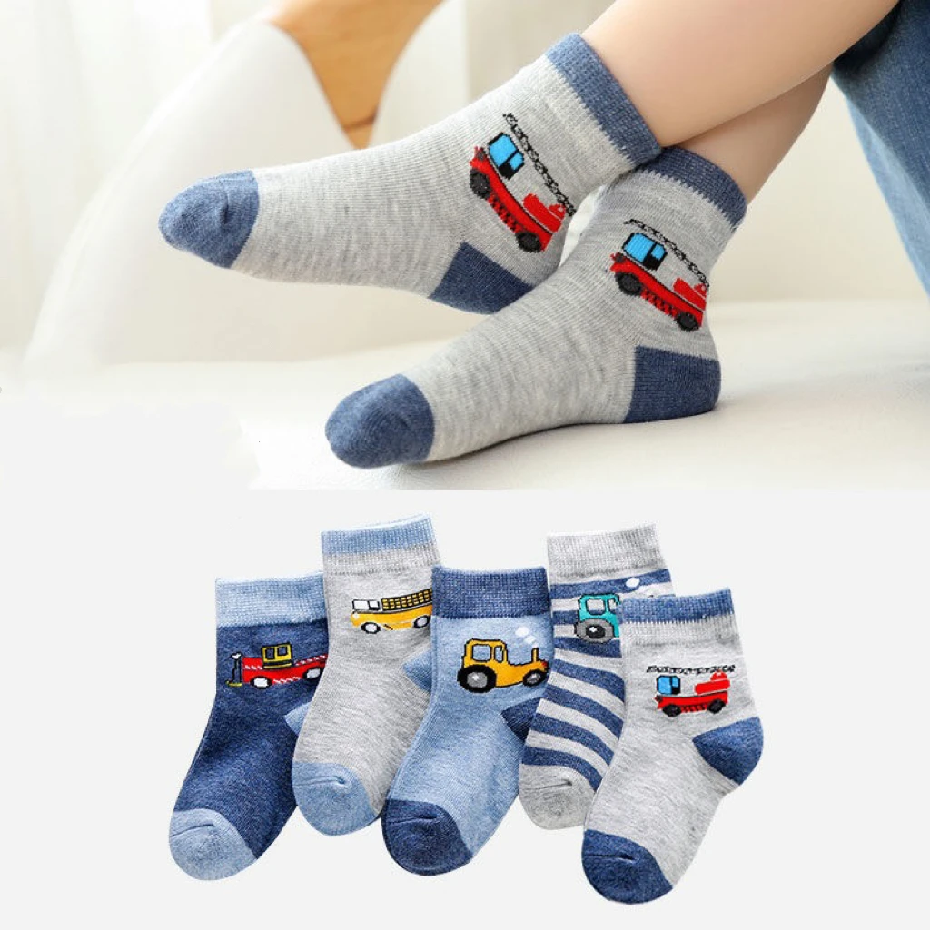 

5 Pairs/Lot Autumn Winter Kids Warm Kawaii Socks Soft Breathable Cotton Babys Socks Skin-friendly Boys Multipie Cartoons