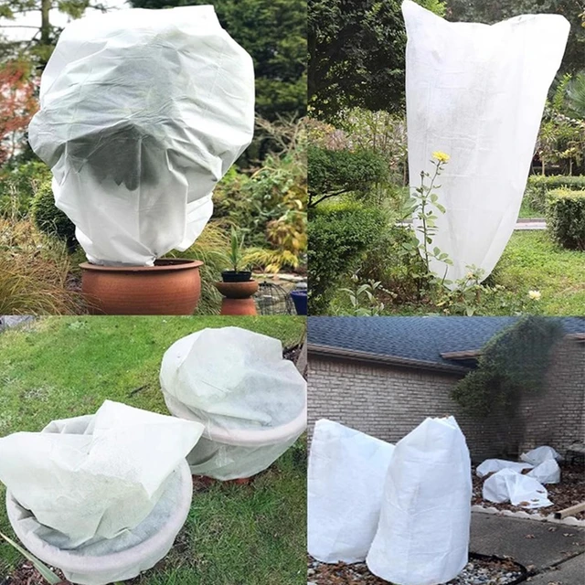 1/3Pcs Plant Covers Freeze Protection Non-woven Fabric Frost Cloth Plants Jacket Drawstring Tree Cover for Outdoor Plants 5