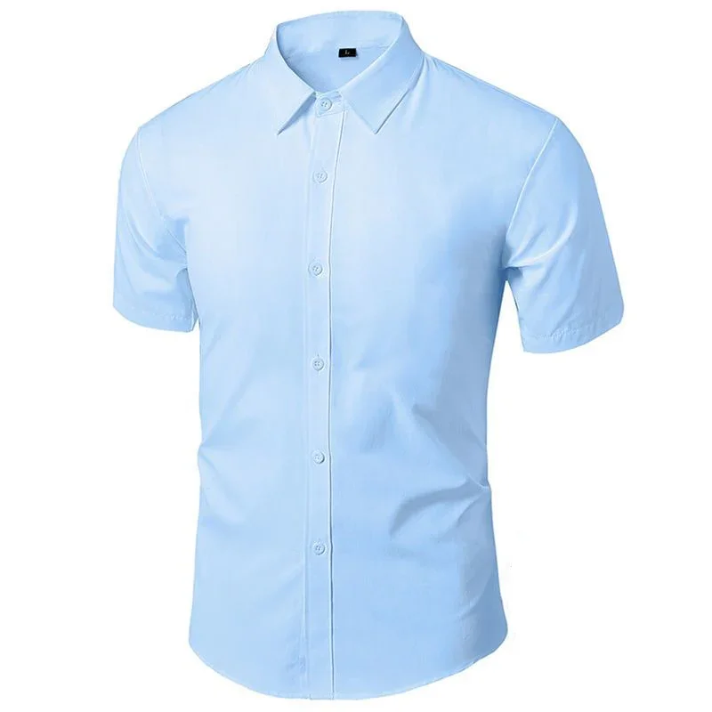 Summer Shirt for Men Daily Casual White Shirts Short Sleeve Button Down Slim Fit Male Social Blouse 4XL 5XL 4