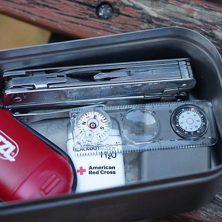 Multifunktionale Kombinationswerkzeuge Kompass Thermometer Lupe Lineal Mini EDC Outdoor-Ausrüstung Camping – Detail 6