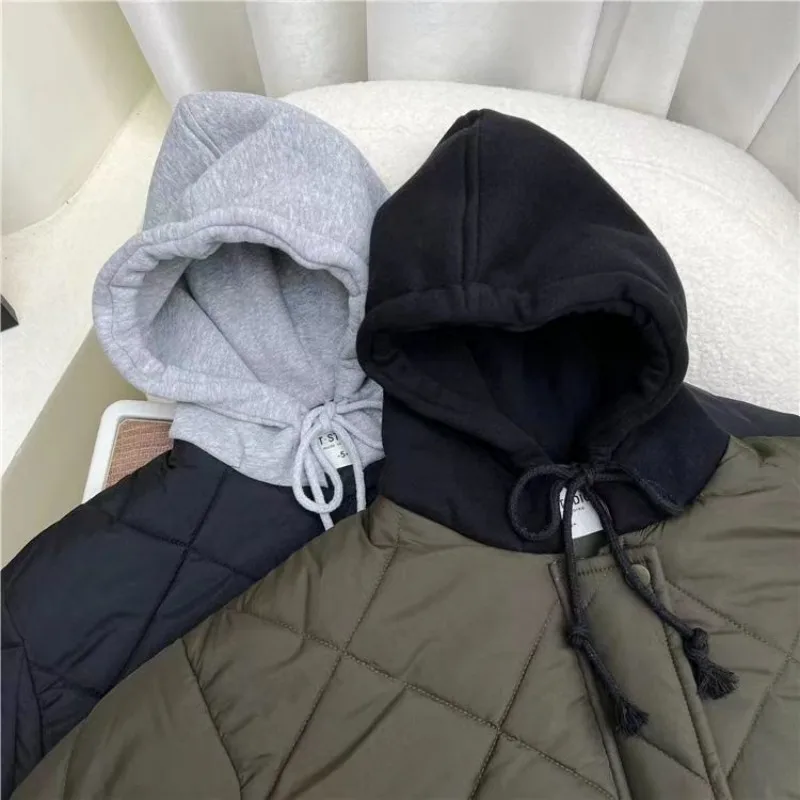 Children Cotton-padded Coat Autumn Winter New Fashionable Boys and Girls Solid Color Baby Short Pocket Warm Jacket