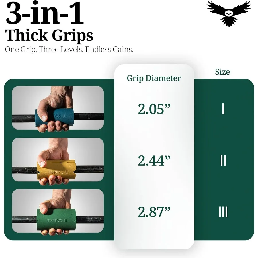 Tribus Thick Grips for Barbells Dumbbells | Thick Dumbbell Grips | Extreme Arms & Forearms Builder - Grip Strength