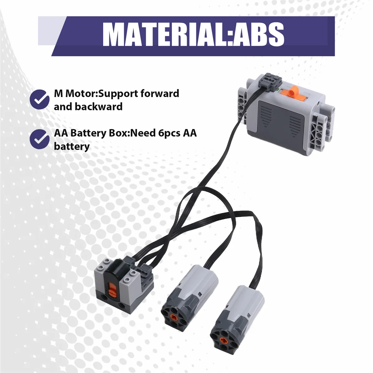 BAAU 5PCS Power Functions Motor Set M Motor AA Battery Box IR Remote Control IR Receiver Building Blocks