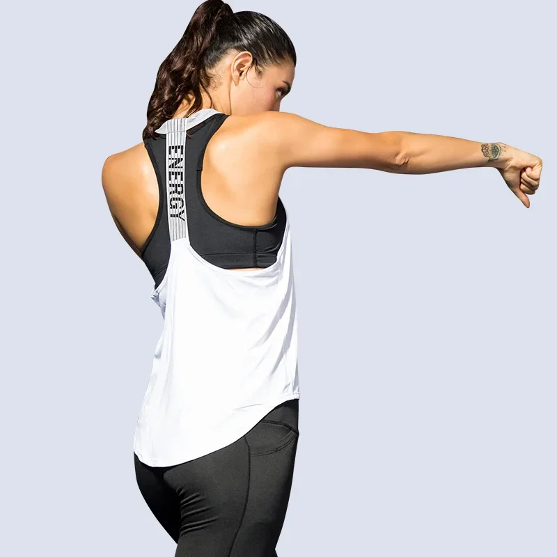 Yoga Top Yoga Shirt Sports Shirt Women Gym Tops Sleeveless Yoga Top Women Fitness Shirt Gym Vest Running Workout Sports Tops Letter Backless
