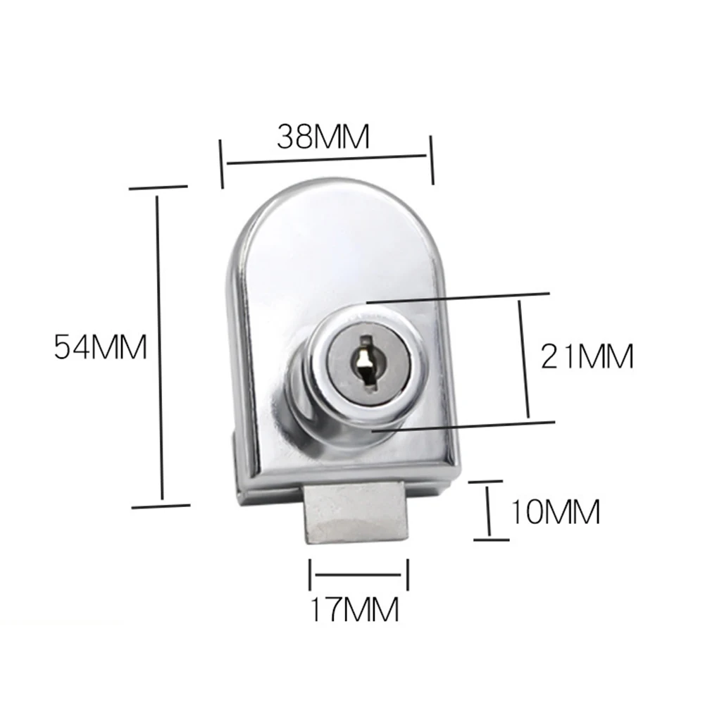 Wear-resistant Cabinet Door Lock Display Showcase Glass Locks Zinc Alloy Safe Hole-Free Silver Black Glass Cabinet Lock