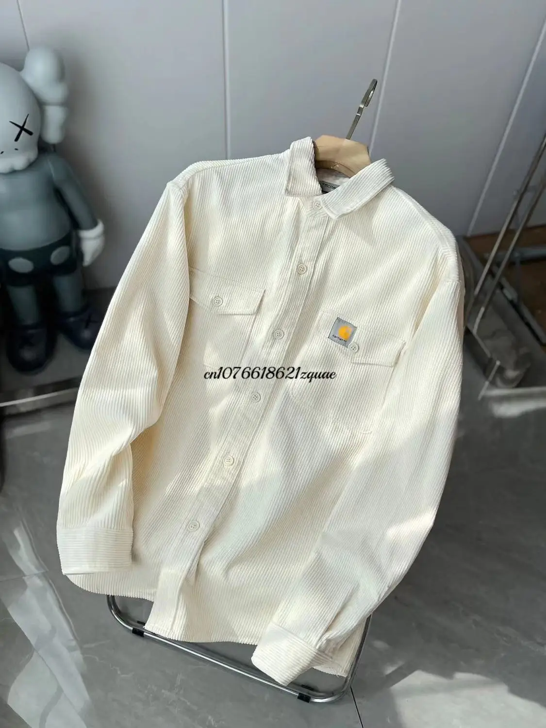 CARHARTT 레트로 하버 스타일 코듀로이 긴팔 셔츠, 탑 코트, 루즈 캐쥬얼, 커플 트렌드, 가을