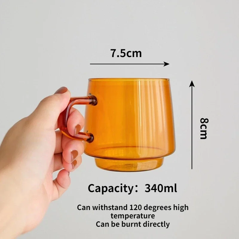Modern Ins Nordic Coffee Cup Latte Colored Glass Vintage Water Tea Milk Glass Cup Transparent Heat-resistant Wedding Mug