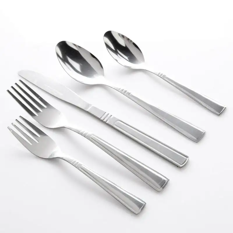 

45-Piece Flatware Set, Tumble Finish Fork Cucharas Cucharas acero inoxidable Spoon fork knife set Steak knives Gift set Spoon Po