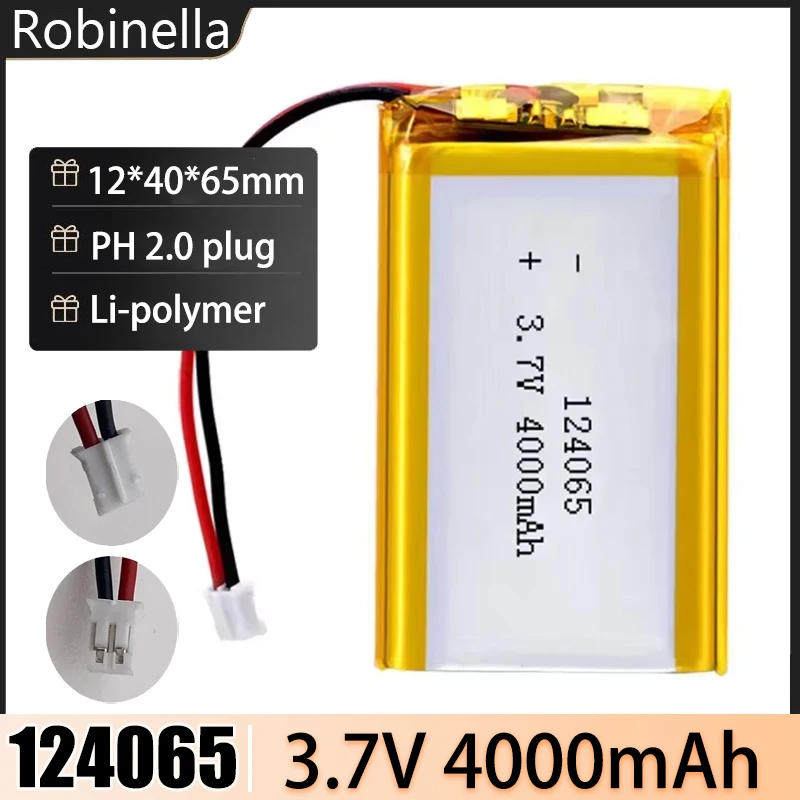 3.7V 4000mAh 124065 Batteria ai polimeri di litio Lipo Li-Polymer Batterie per scaldamani Tablet Dispositivi medici Fotocamera Smart Lock - Image 3