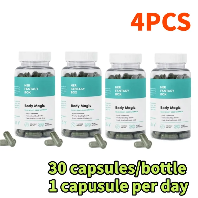 Chlorophyll Capsules 4 pcs Remove Body Odor Naturally Fresh Smelling Breath Fresh Smelling Private Area 30 Dietary Supplements
