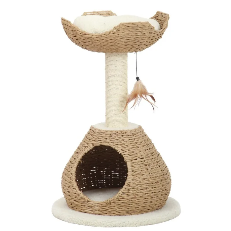 Clower Walk Up-Natural, Aesthetic Handwoven Cat Tree, Eco-Friendly and Sustainable Small Cat Tower, Cat Hammock, Cat furniture, 5