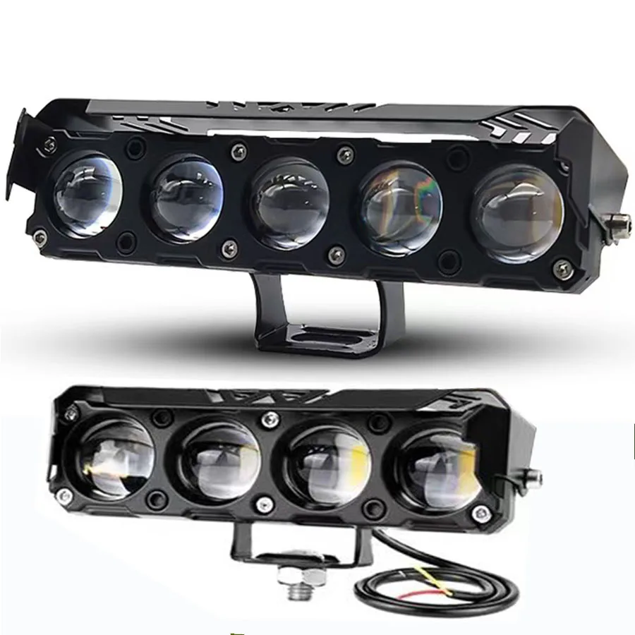 Motorcycle LED Spotlight Dual Color Fog Lamps Car Trucks SUV Mini Lens Headlight Driving Light Motorcycle Accessories