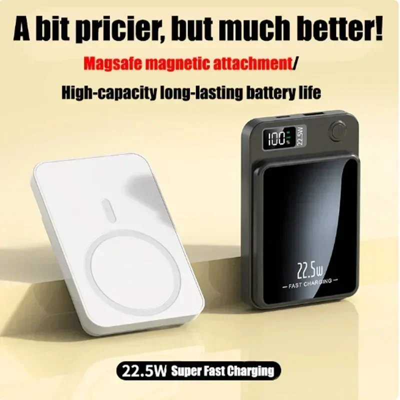 

50000mAh Portable Macsafe Magnetic Power Bank Fast Wireless Charger for Iphone 12 13 14 Pro Max External Auxiliary Battery Pack