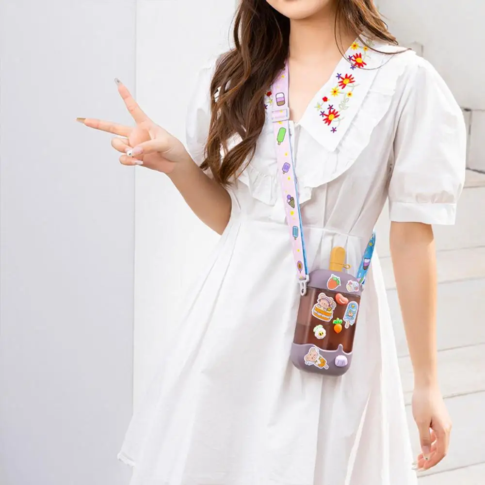 Girls Water Sippy Cup Ice Cream Stick Lady Water Bottles With Straw Leakproof Water Bottles Outdoor Women'S Sports Gym Bottle