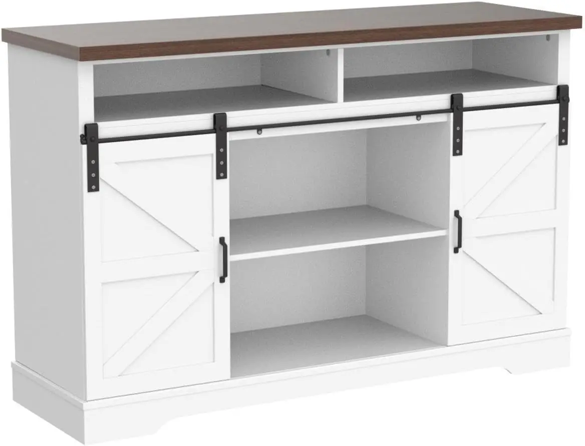Farmhouse Coffee Bar Cabinet - Sliding Barn Door Kitchen Sideboard Buffet Storage Cabinet 5