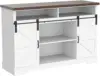 Farmhouse Coffee Bar Cabinet - Sliding Barn Door Kitchen Sideboard Buffet Storage Cabinet 5