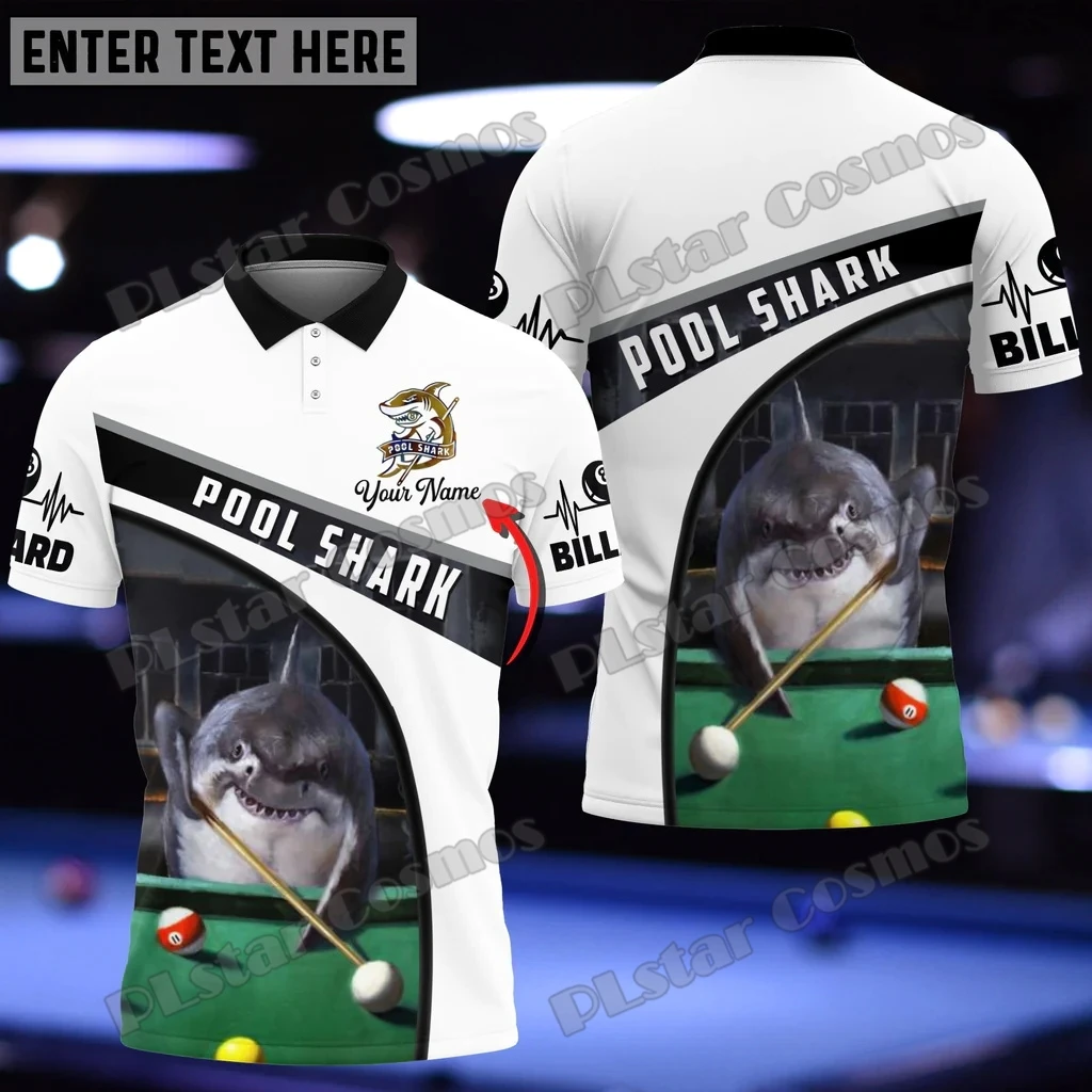

Pool Shark Billiard Personalized Name 3D All Over Printed Fashion Men's Polo Shirt Summer Street Unisex Casual Polo shirt WK69