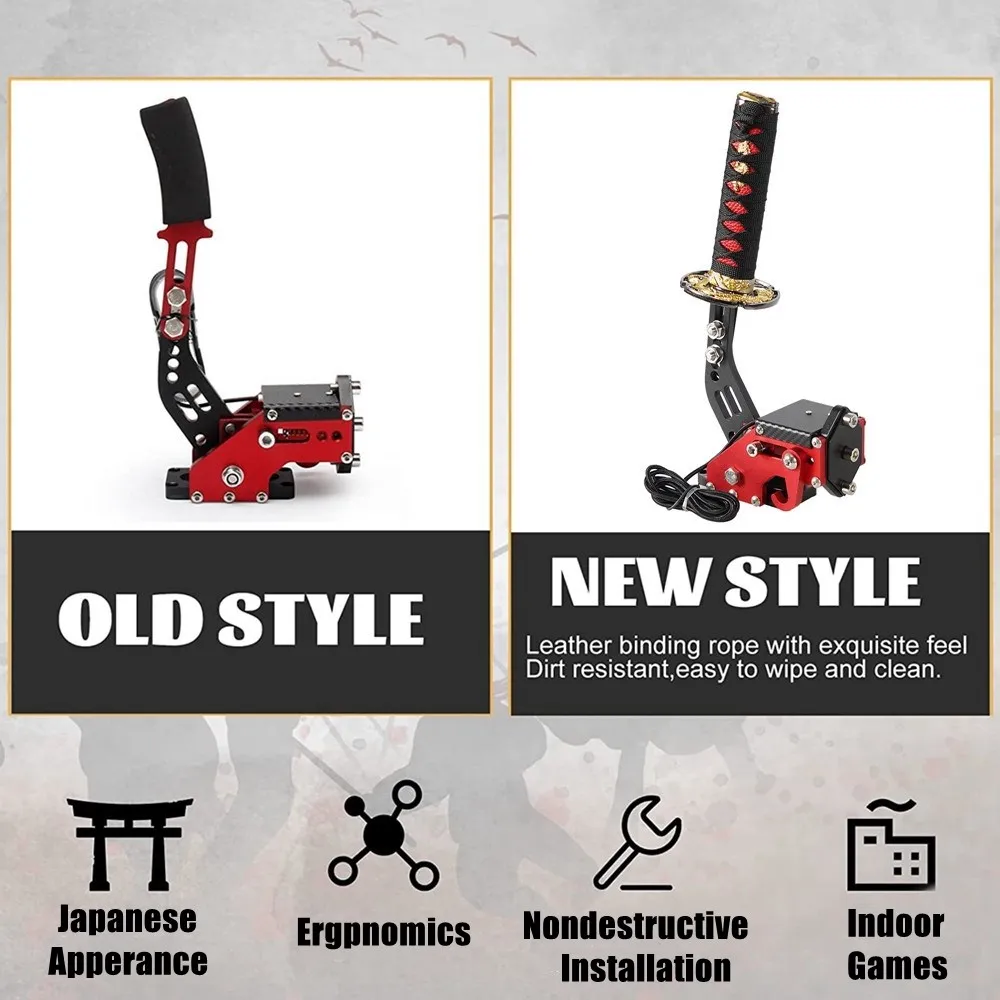 15CM/26CM Katana Handbrake Samurai Sword Handbrake For USB G25/27/29 T300 T500 PC SIM Racing Games Black&Red without Clamp