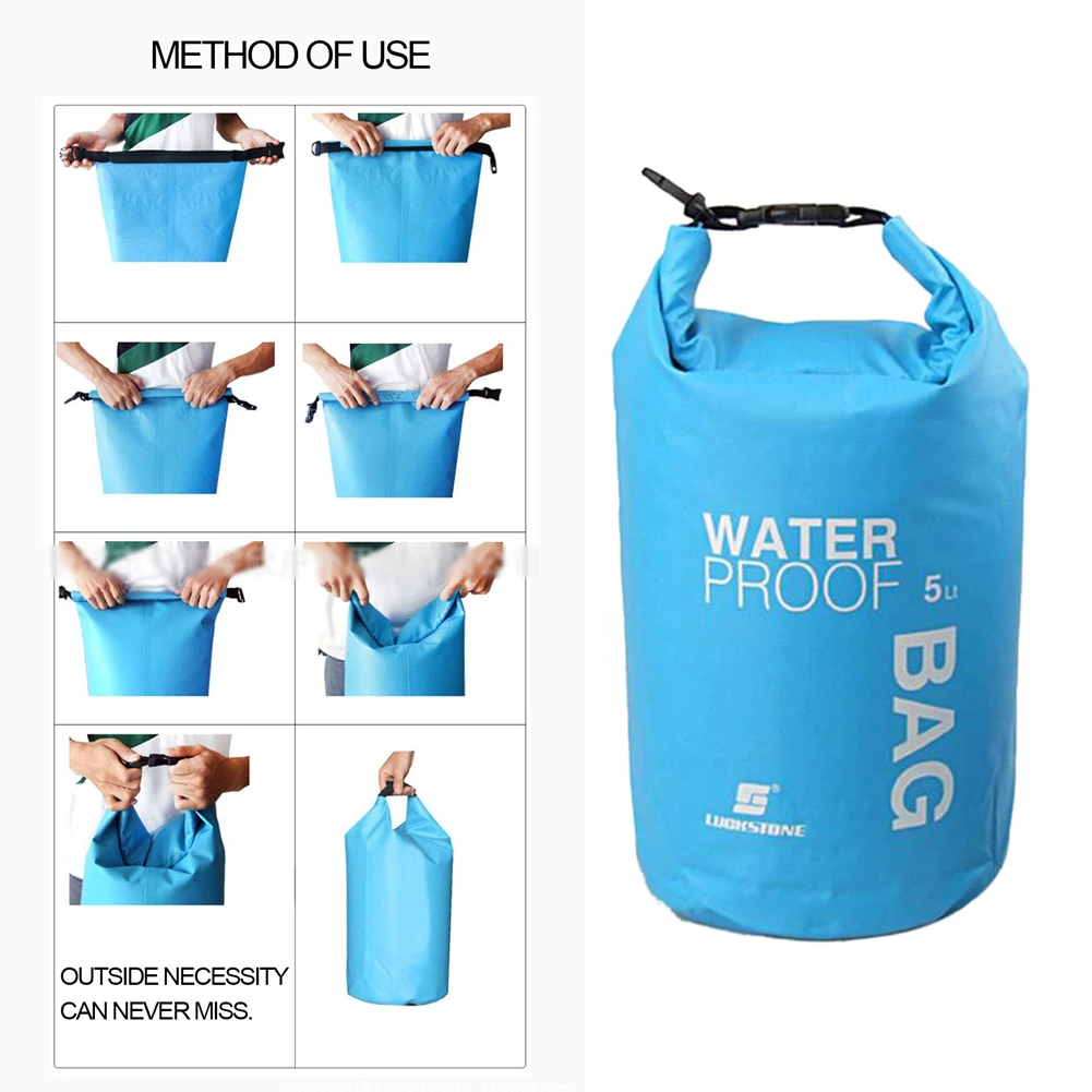 2L/5L Waterproof Dry Bag Sports Backpack Floating Boating Rafting Kayaking Outdoor Camping Hiking River Swimming Water Bag