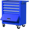 Steel Rolling Tool Box Cabinet Garage 4-Drawer Blue Anti-Rust Storage Organizer Includes Locking System Drawer Liner Soft Close 1