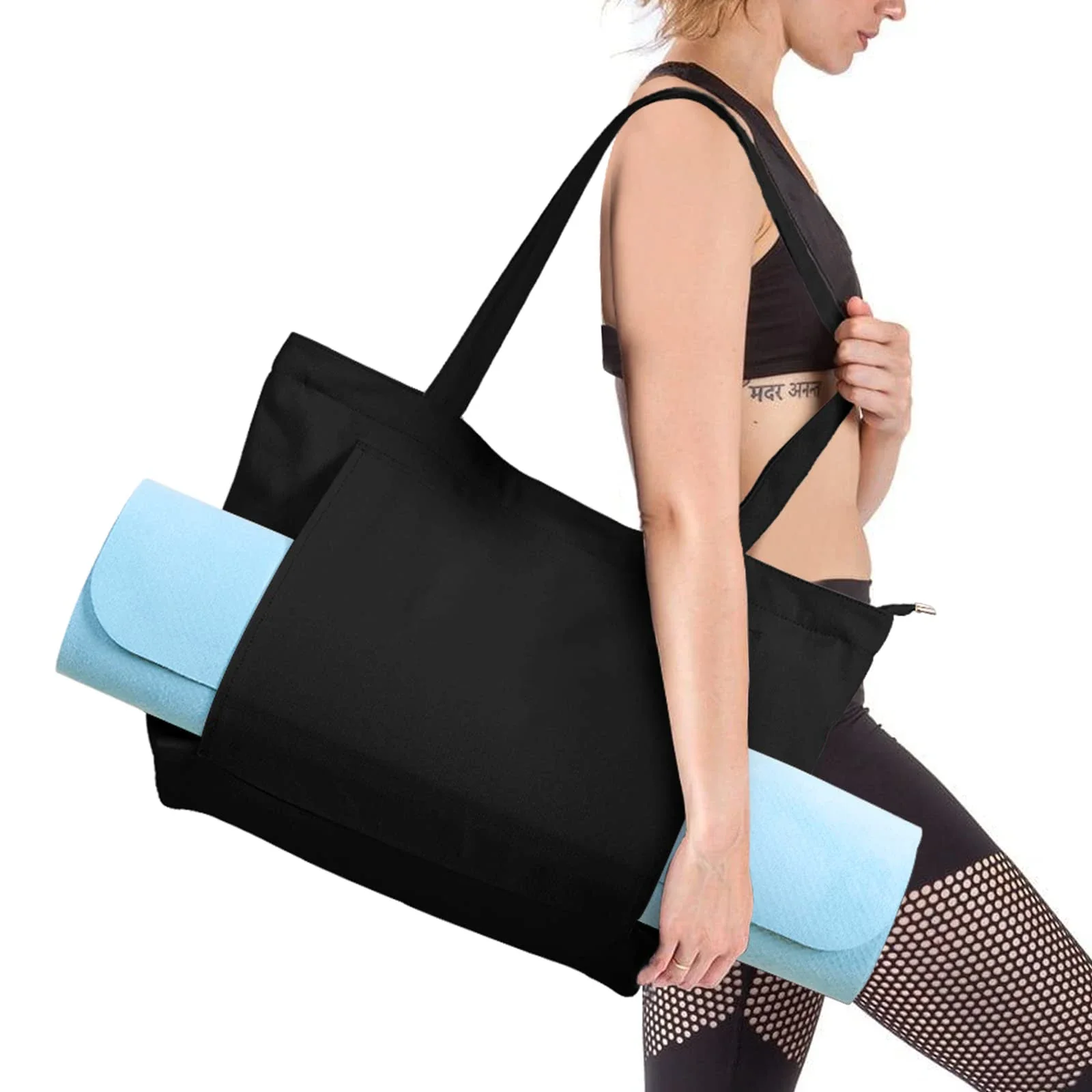Yoga Bag Women's Sports Bag Yoga Mat Bag Carrier Carryall Canvas Tote for Pilates Shoulder for Travel Office Beach Workout 1