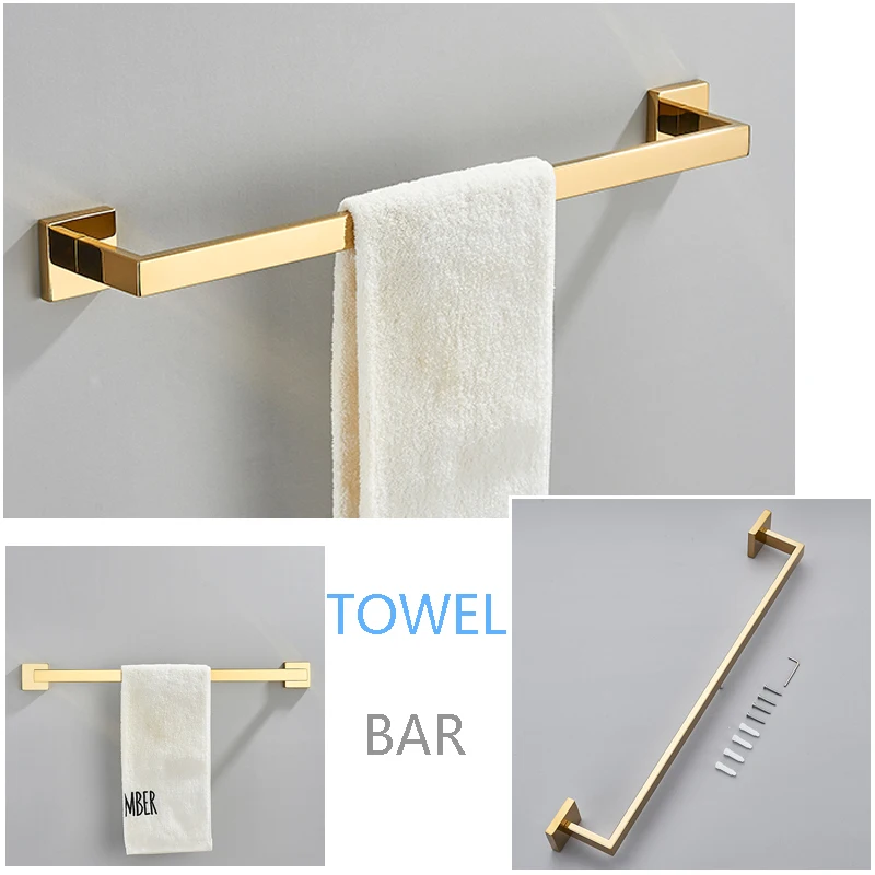 Senlesen Golden Bathroom Accessories Sets 4pcs towel hook toilet paper holder bathroom hardware set bathroom hardware accessories Wall Mount Towel Bar Robe Hooks Toilet Paper Roll Holder Stainless Steel Hardware