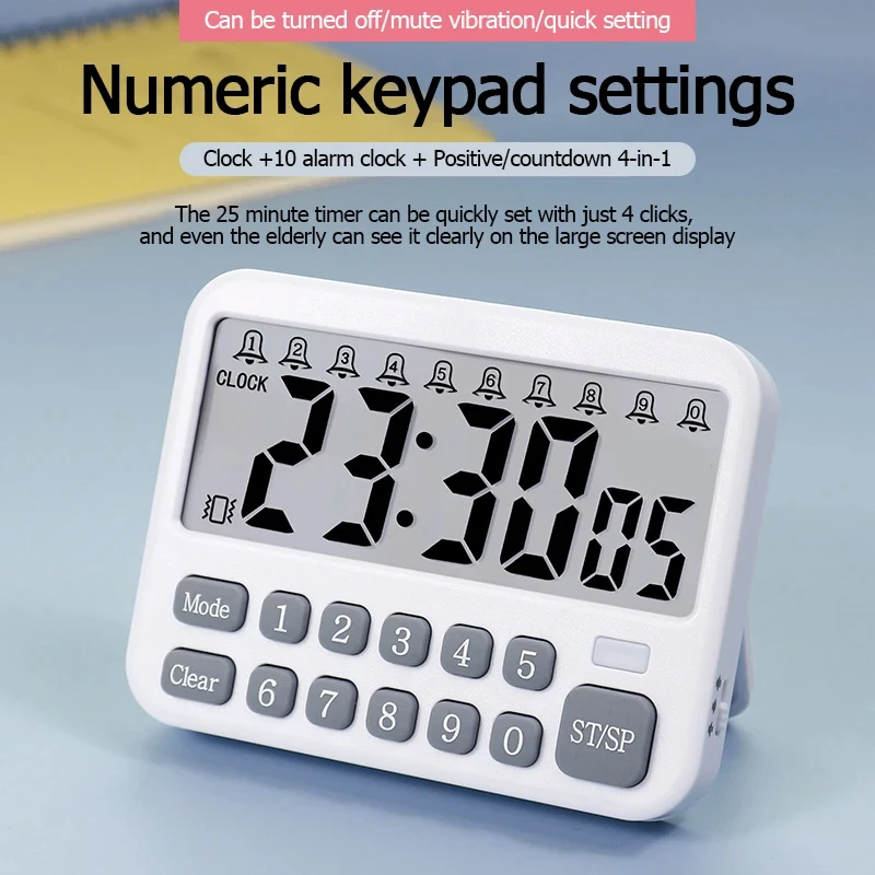 Advanced Digital Kitchen Timer with 10 Alarms and Magnetic Attachment