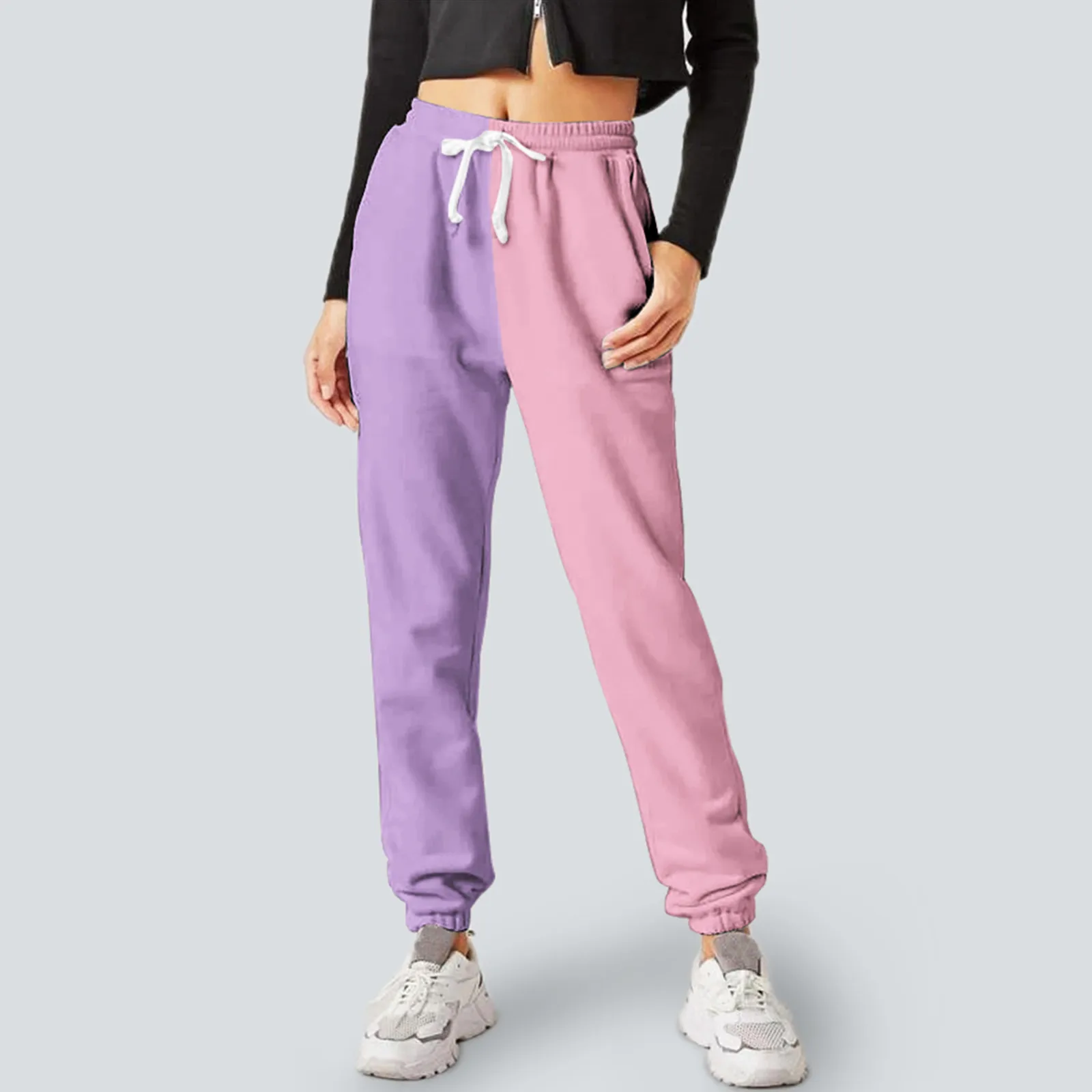 

Winter Women Casual Sport Pants Gym Sweatpants Fashion Patchwork Leggings Female Elasticity Loose Trousers Jogging Trousers Gift