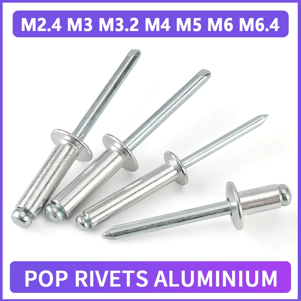 Pop Rivets Aluminium Dome Head Blind Rivet M2.4 M3 M3.2 M4 M5 M6 M6.4 ...