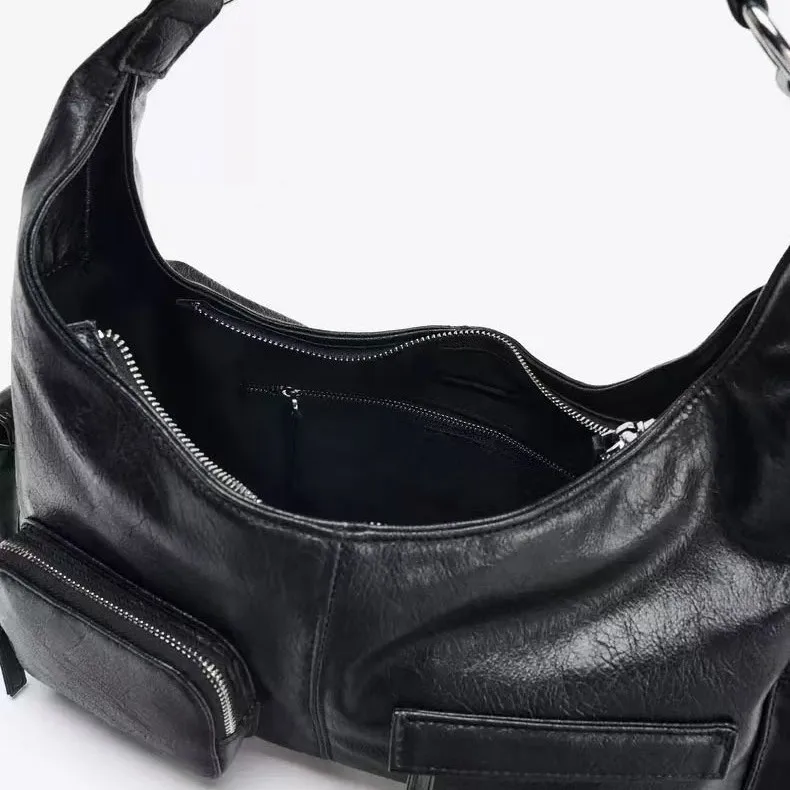 Fashion Trend Handbag Women New Design Black Multi-pocket Crossbody Bag Y2k Biker Shoulder Underarm Bag Vintage 2025 High