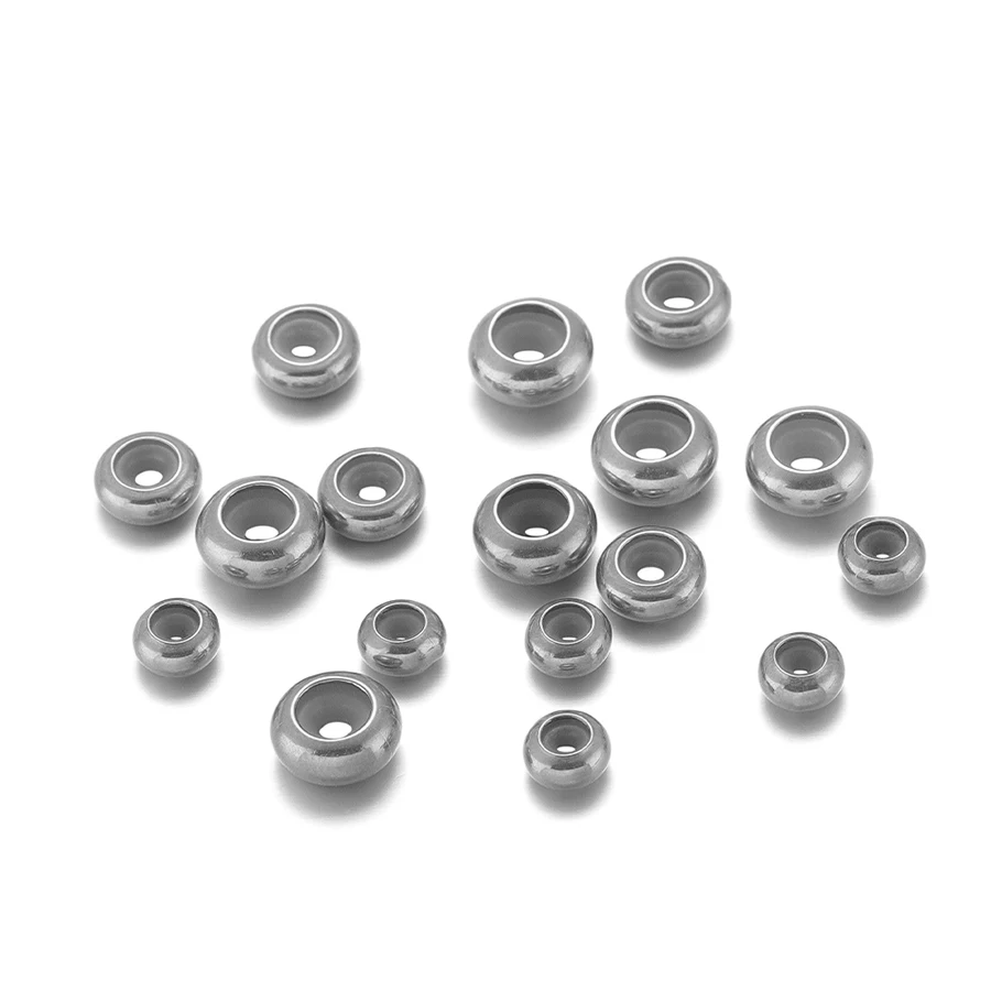 10Pcs Stainless Steel Adjustment Beads With Non-slip Silicone Ring