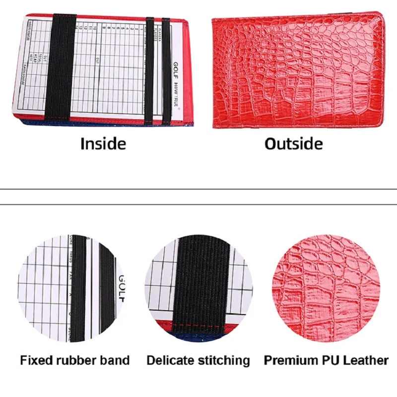 Golf Score Book Durable Waterproof PU Leather Golf Scorecard Holder, Golf Score Counter Keeper Card Holder 4