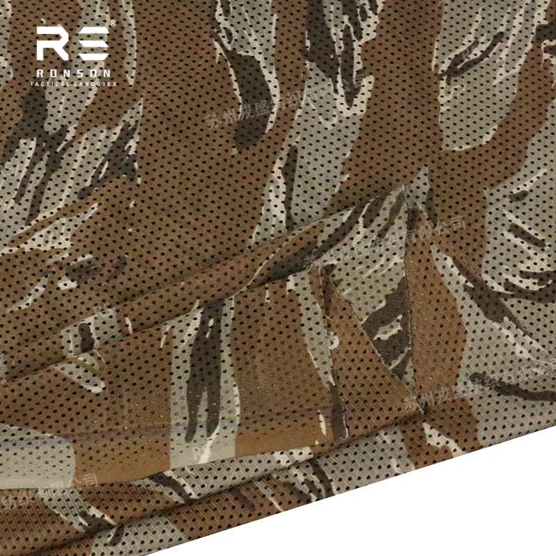 Mesh fabric 120gsm Tiger strip camo camouflage fabric tactical tricot mesh for printed