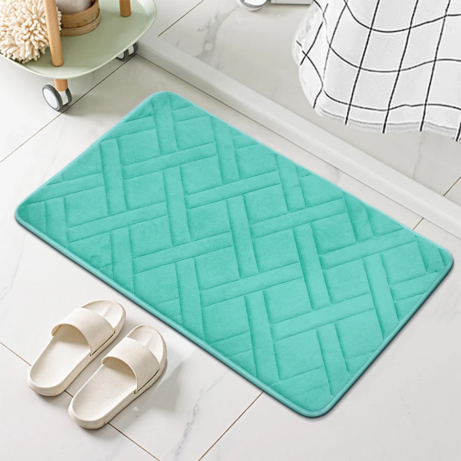 Microfiber grid Embossing sponge Bath mat Nonslip Bathroom solid