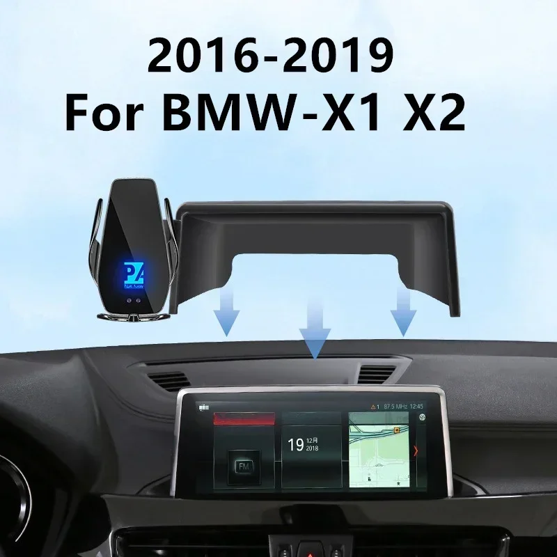 

2016-2019 для BMW X1 X2 автомобильный экран держатель телефона Беспроводное зарядное устройство навигация GPS Телефоны крепление 6,5 8,8 дюйма размер
